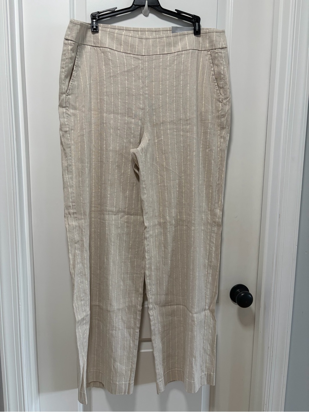Chico’s size 2 Women’s size 12 NWT Linen Blend Wide Leg Pull On Pants Striped
